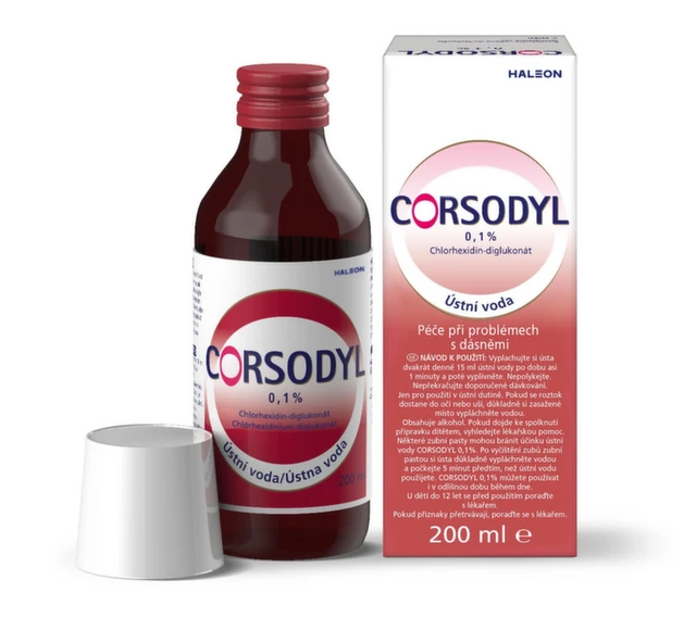 Corsodyl ústní voda 0,1% CHX 200 ml