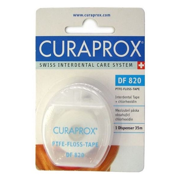 Curaprox DF 820 dentální páska s Chlorhexidinem 35 m